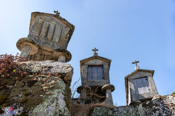 Old granaries to prevent Rodents from getting to stored Crops in Soajo, Portugal